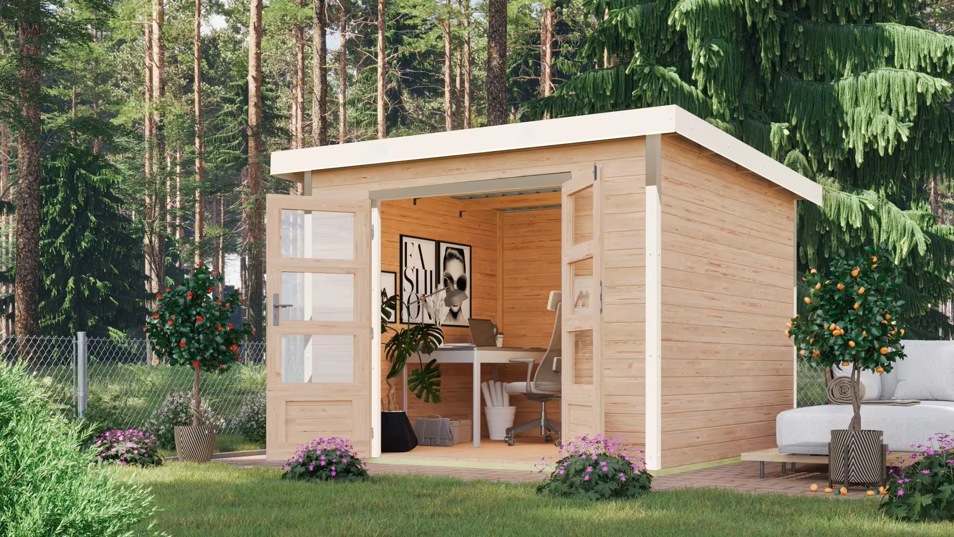 Tuinhuis Pluto A Blank-Wit 271 x 271 cm - Afbeelding 1